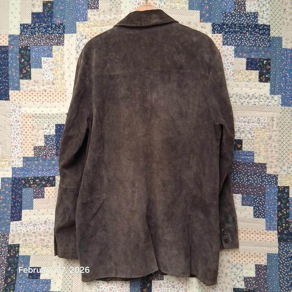 Eddie Bauer‎ Seattle Suede Blazer Jacket Size Large Lined Brown - Picture 5 of 15